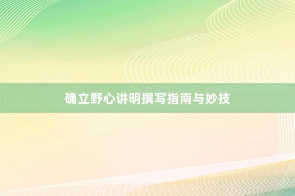 确立野心讲明撰写指南与妙技